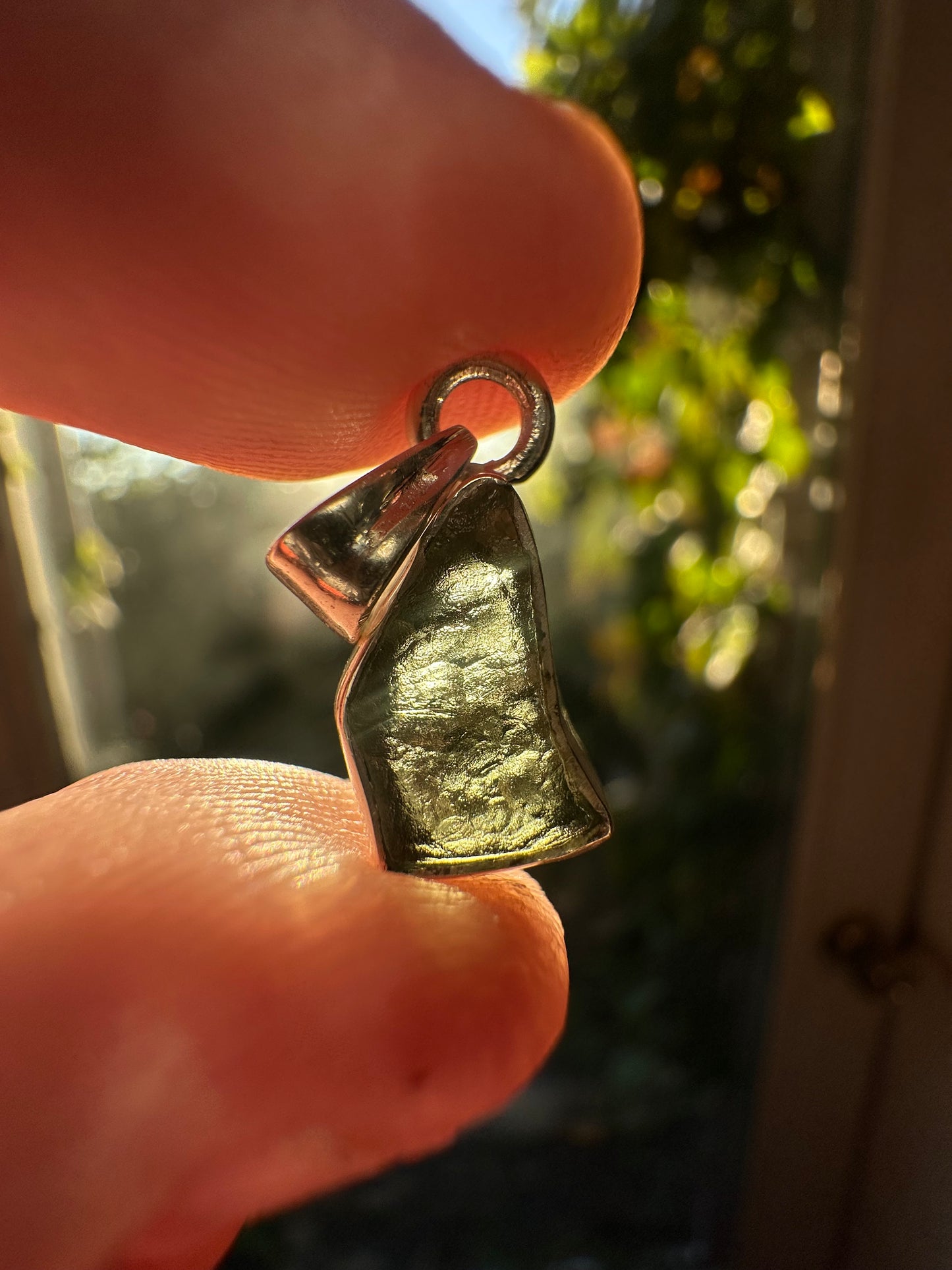 1.24g Raw Natural Moldavite Sterling Silver Pendant