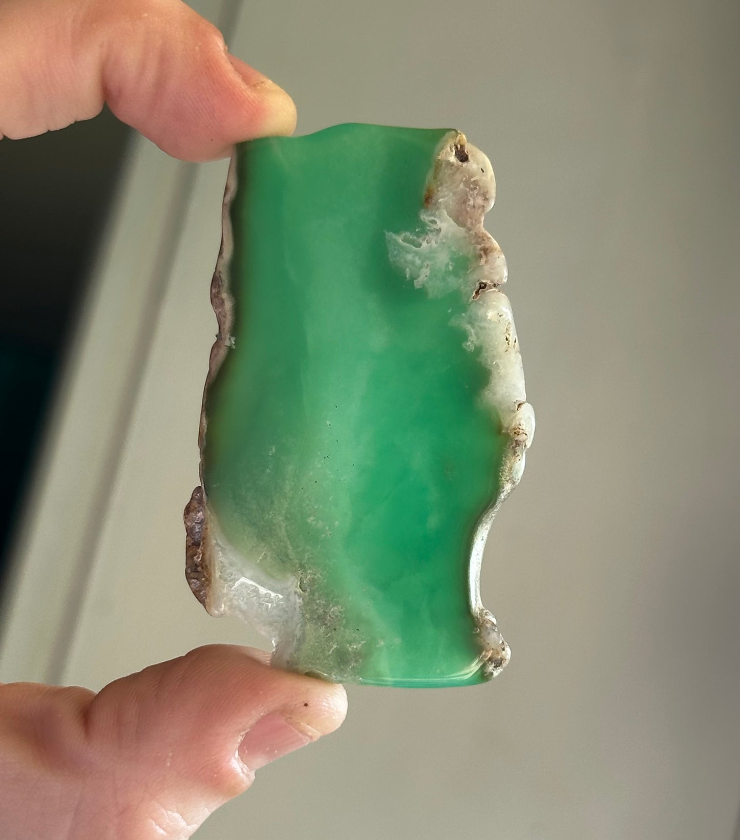 19.85g Polished Australian Gem Chrysoprase Slice 1