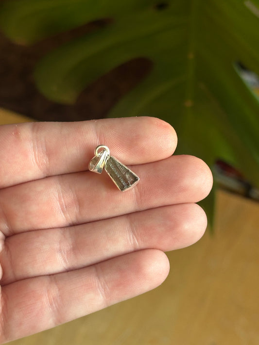 1.23g Raw Natural Moldavite Sterling Silver Pendant
