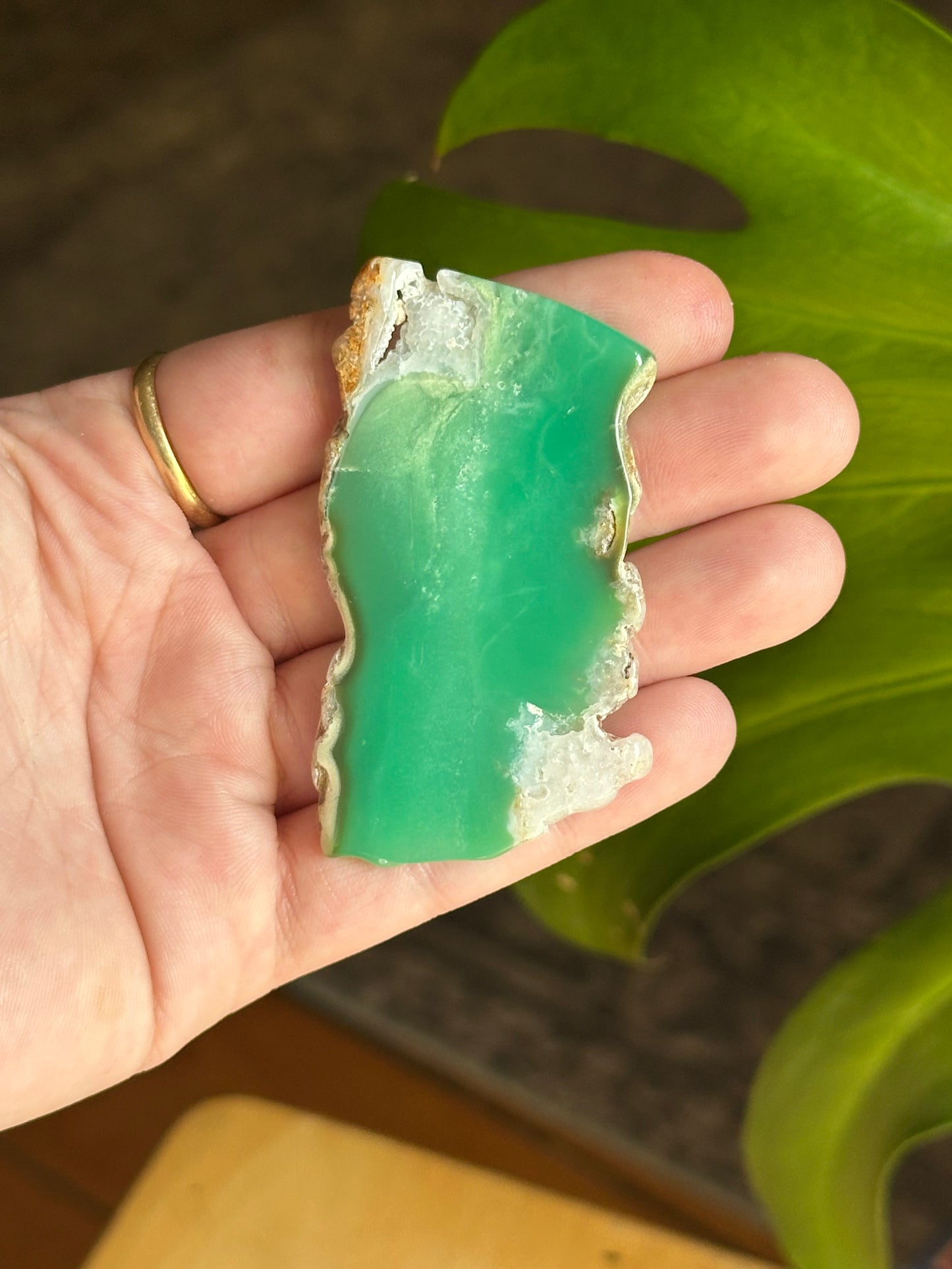 20.65g Polished Australian Gem Chrysoprase Slice 2