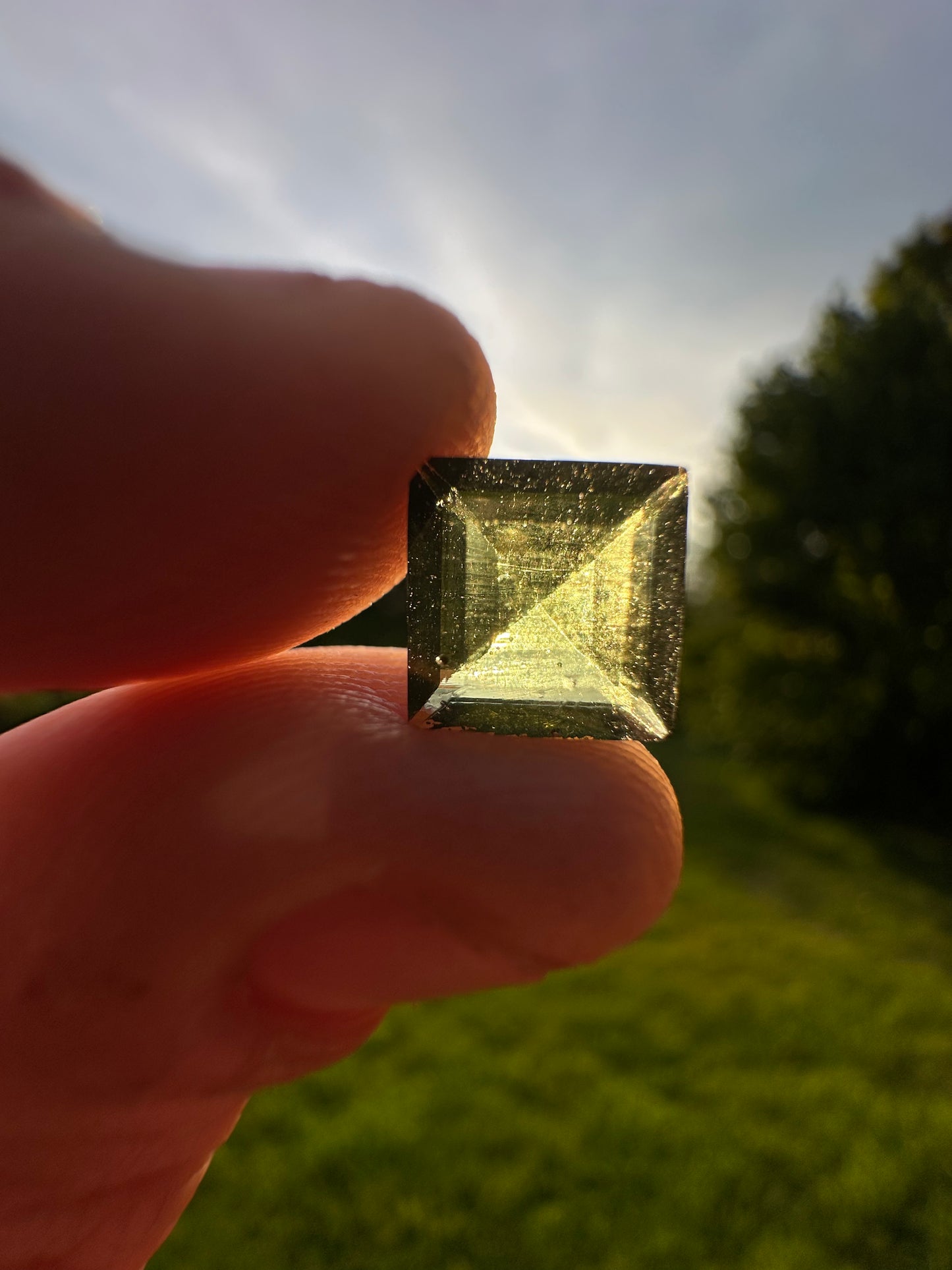 1.95ct Fancy-Cut Square Faceted Moldavite Gemstone