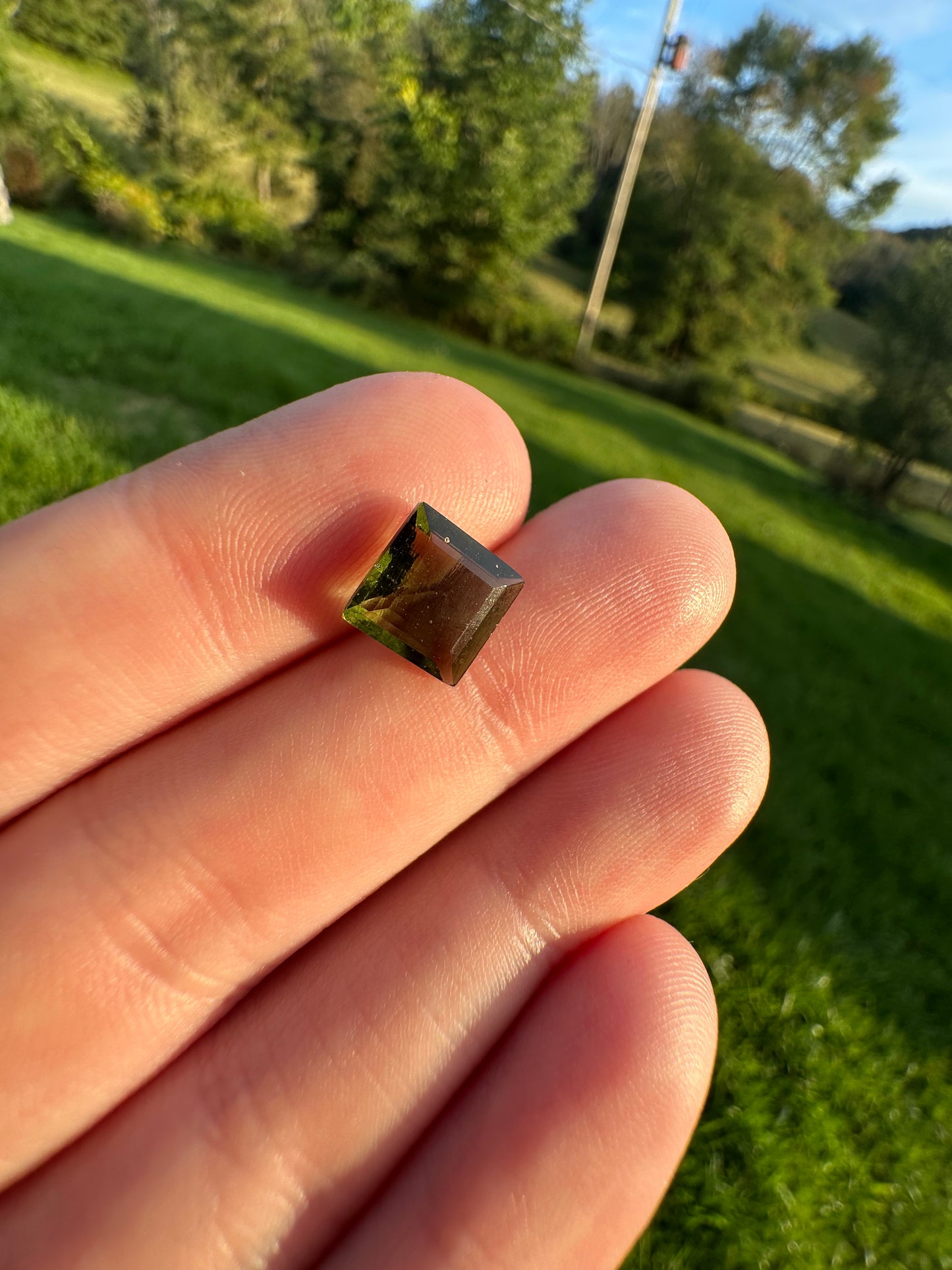 1.95ct Fancy-Cut Square Faceted Moldavite Gemstone