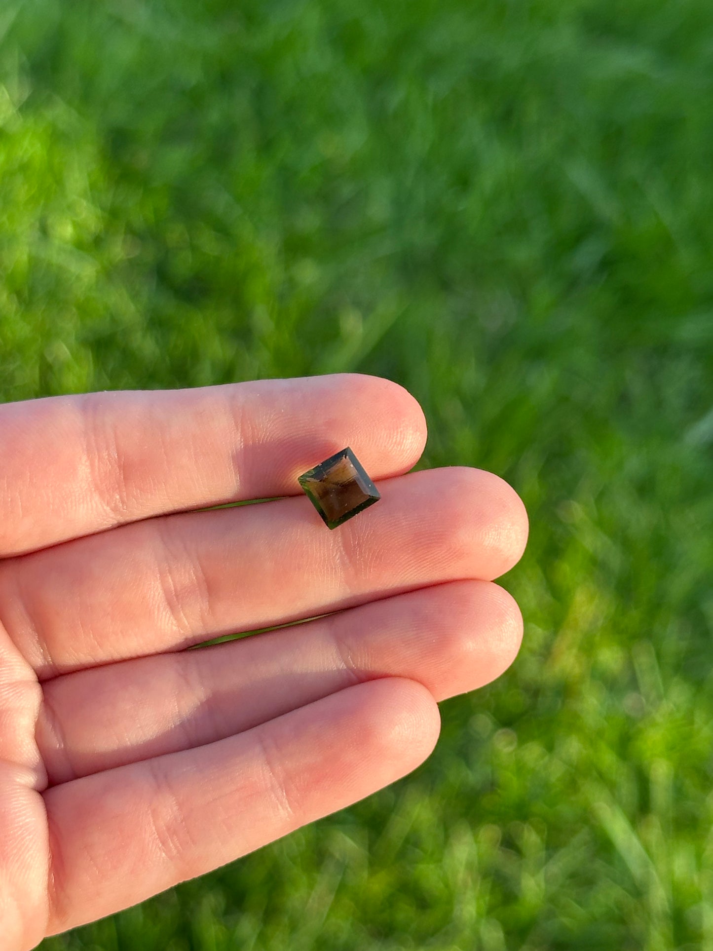 1.95ct Fancy-Cut Square Faceted Moldavite Gemstone