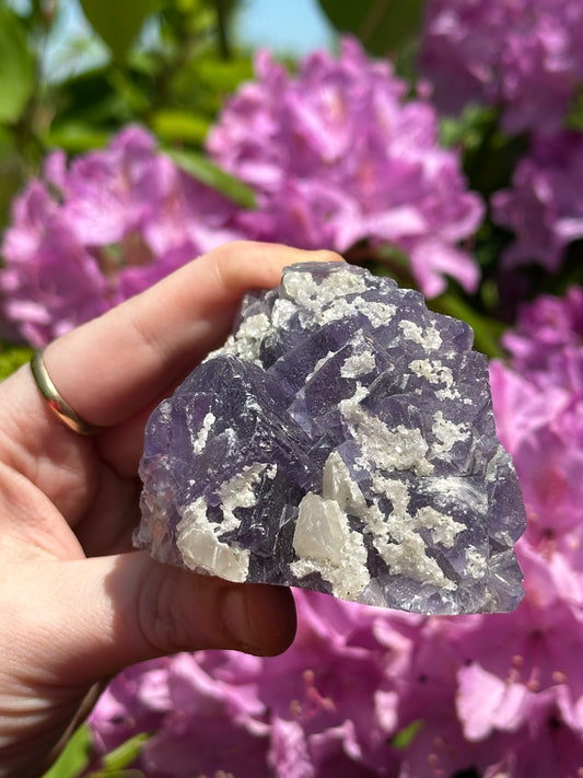 260g Raw Cubic Etched Purple Fluorite Display Specimen