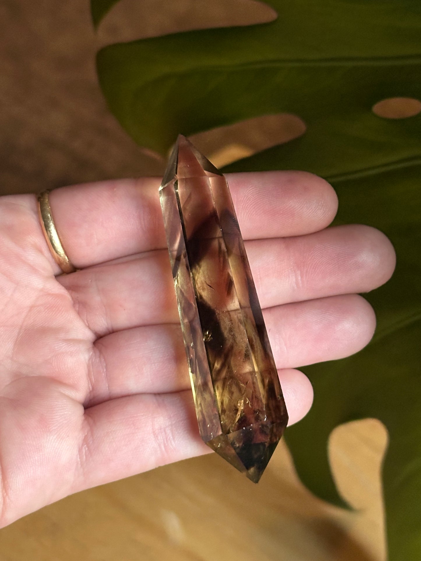 34.8g Smoky Phantom Citrine Quartz Double-Terminated Polished Crystal