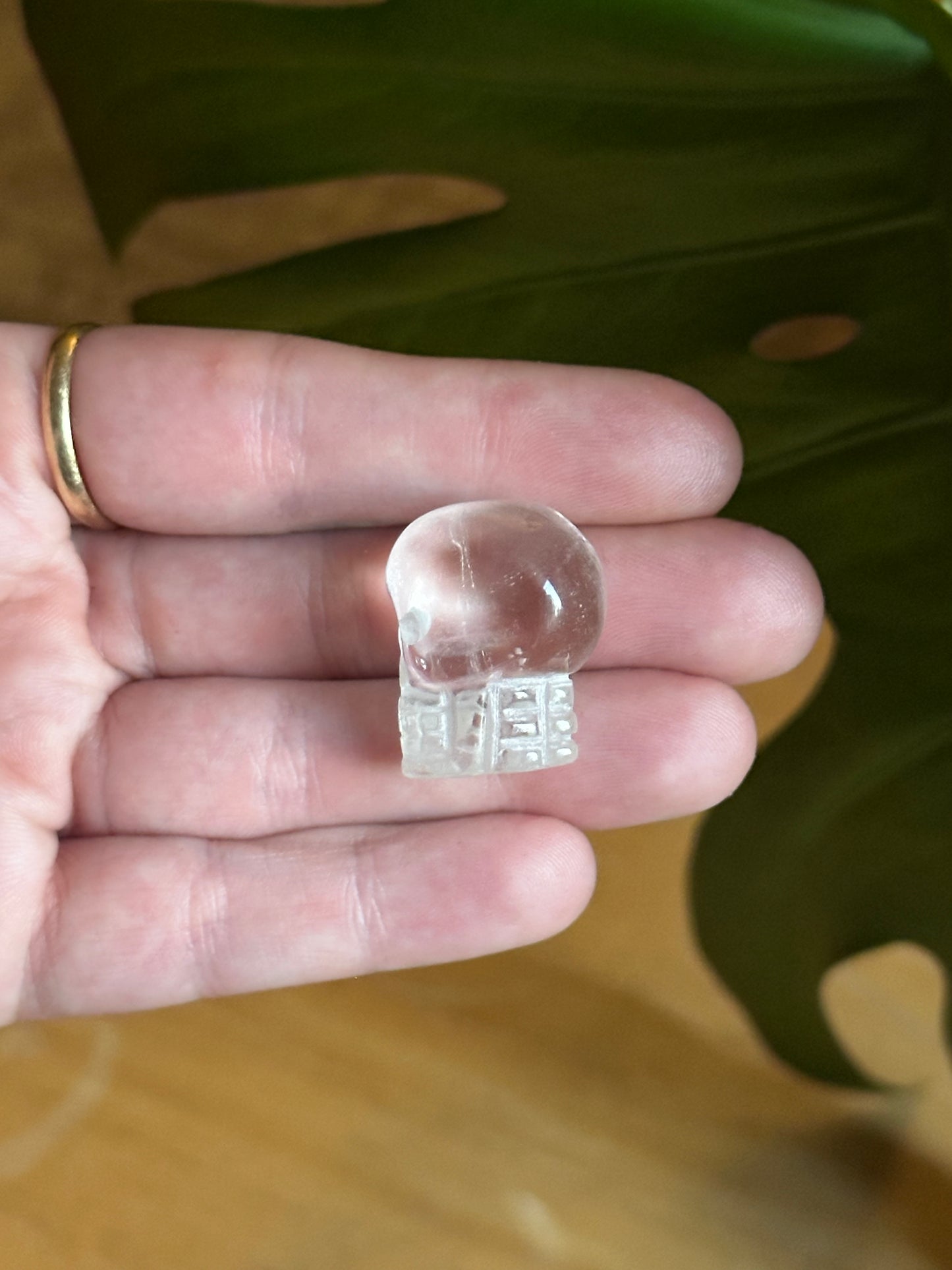 13.1g Clear Quartz Mini Skull Carving