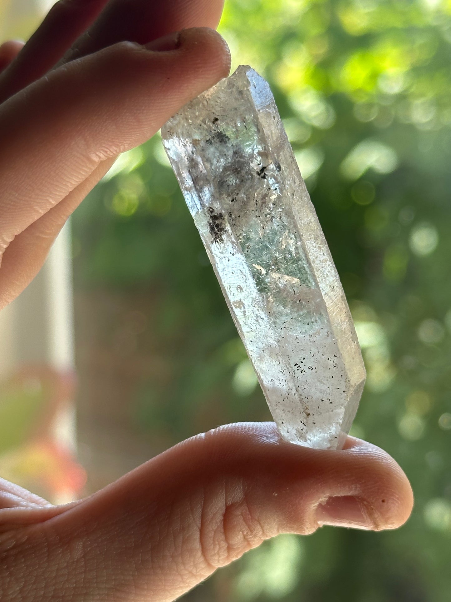 21.36g Clear Quartz Crystal w/ MOBILE Enhydro Inclusion