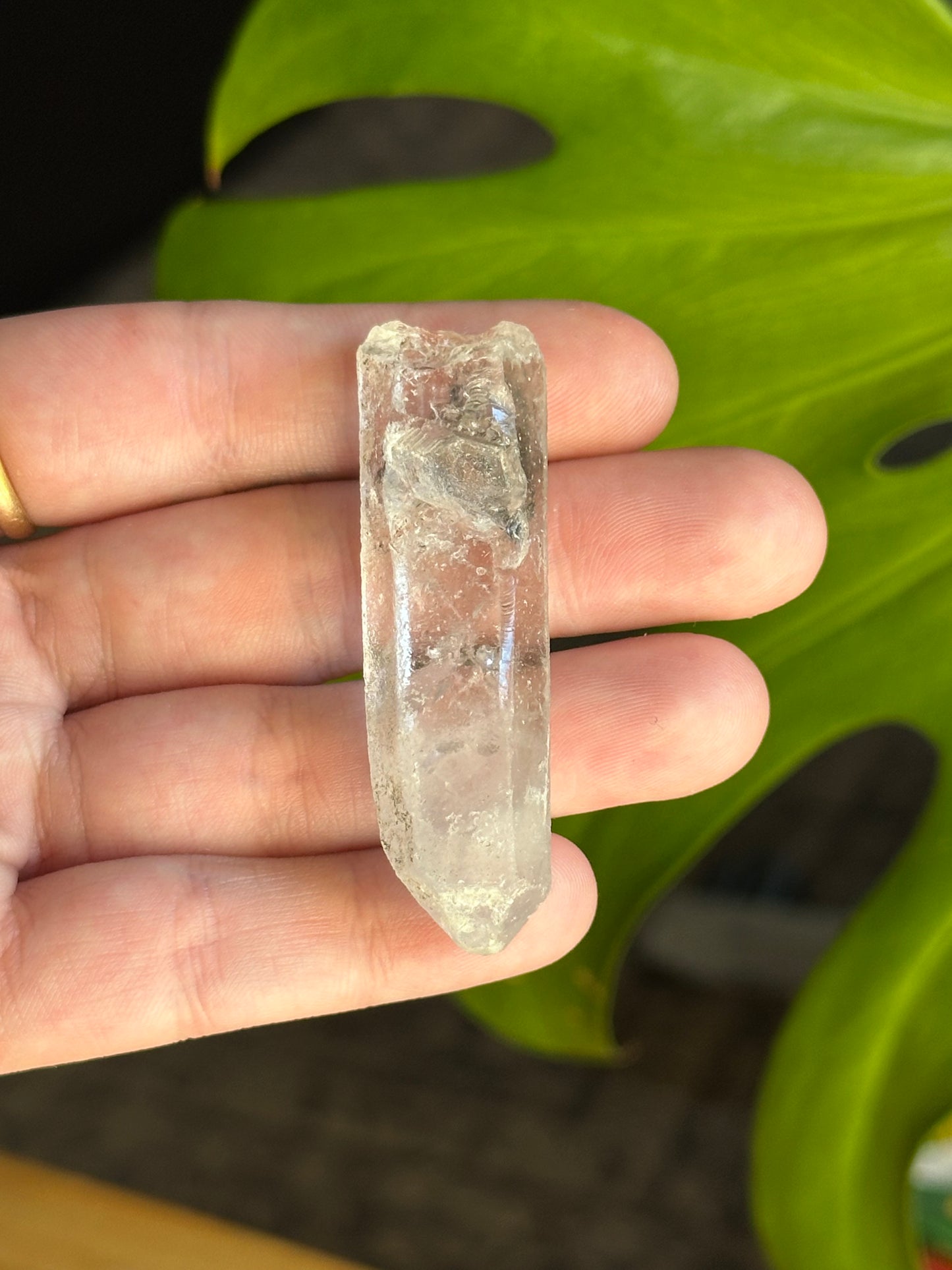 21.36g Clear Quartz Crystal w/ MOBILE Enhydro Inclusion