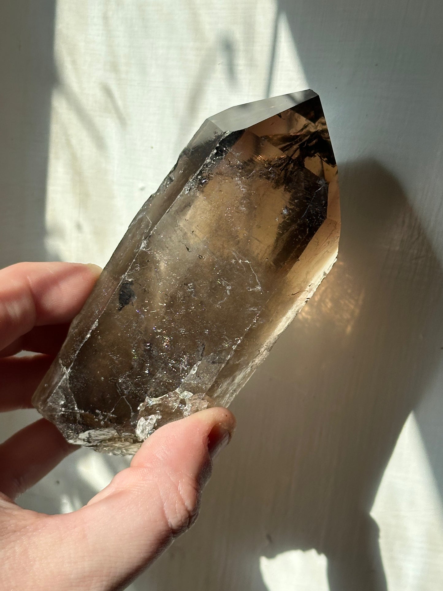 248.5g Raw Natural Brazilian Dark Smoky Quartz Point