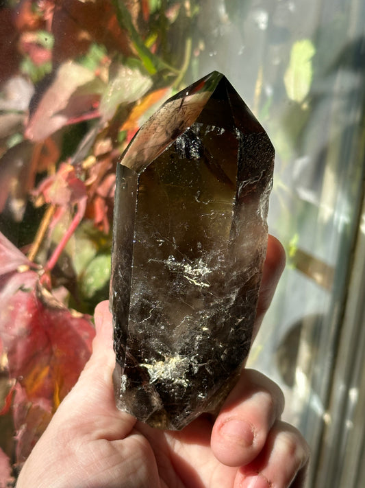 248.5g Raw Natural Brazilian Dark Smoky Quartz Point