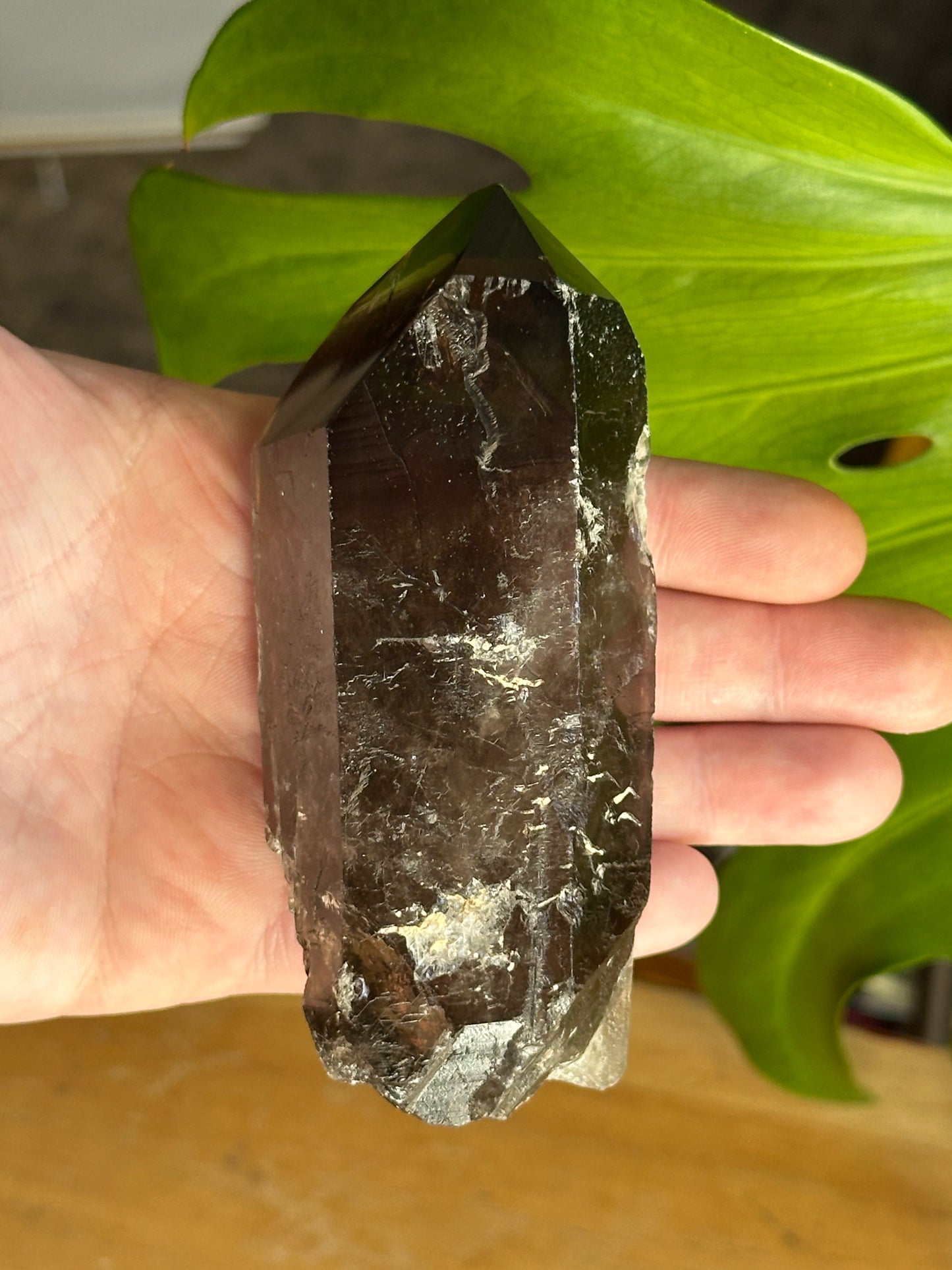 248.5g Raw Natural Brazilian Dark Smoky Quartz Point