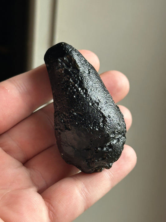 54.95g Raw Natural Drop-Shaped Indochinite Black Tektite