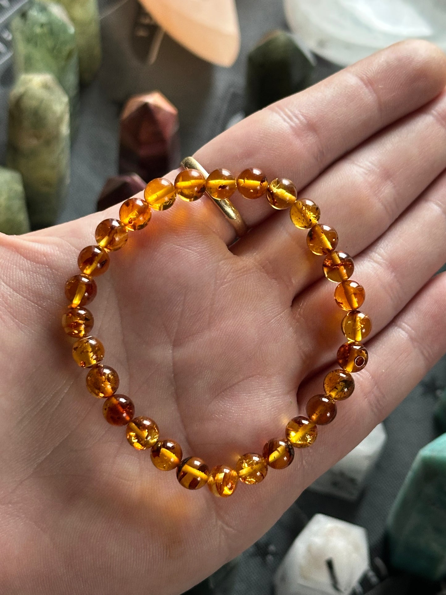 Solid-Color Baltic Amber Stretch Bracelet