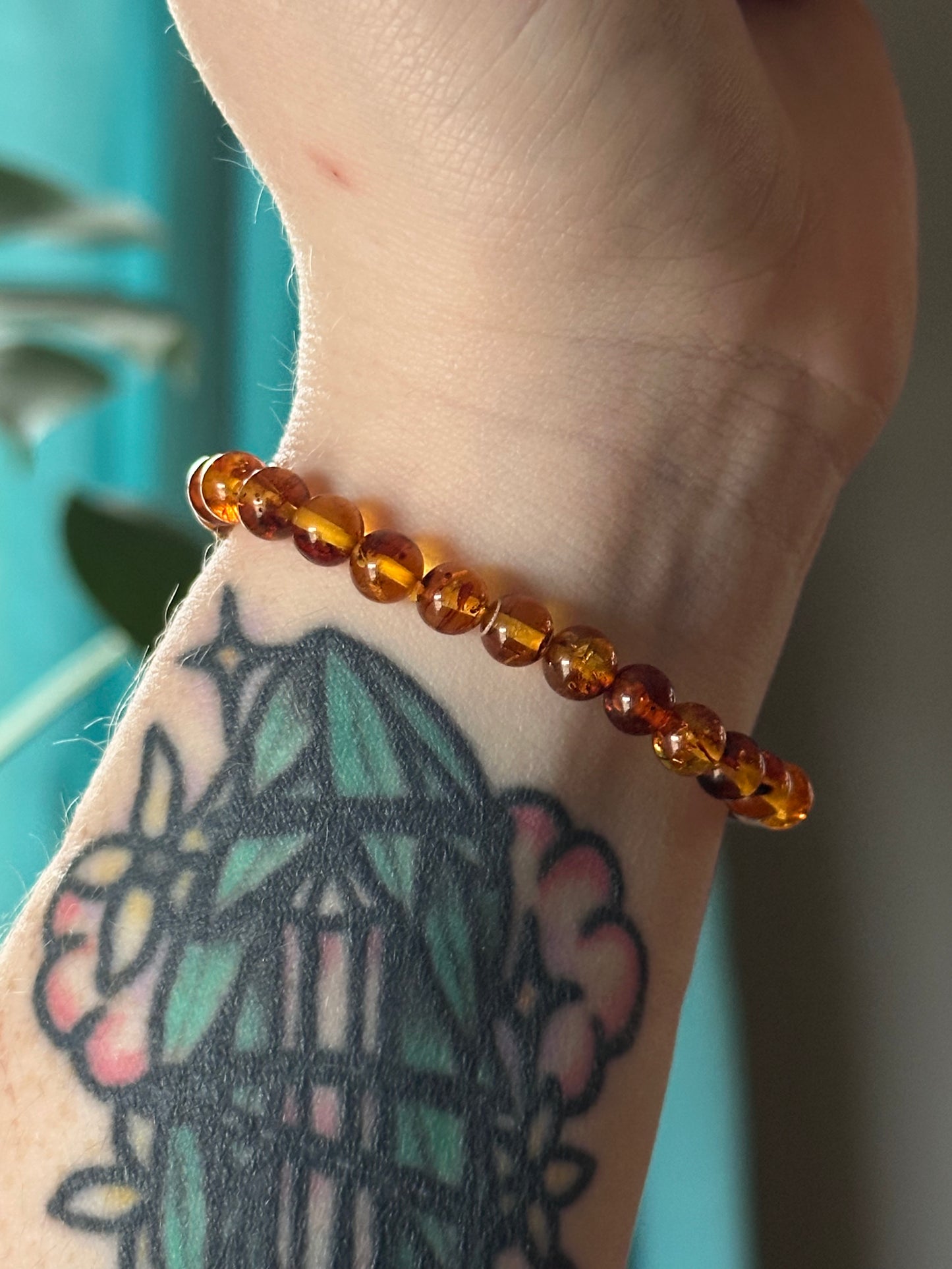 Solid-Color Baltic Amber Stretch Bracelet