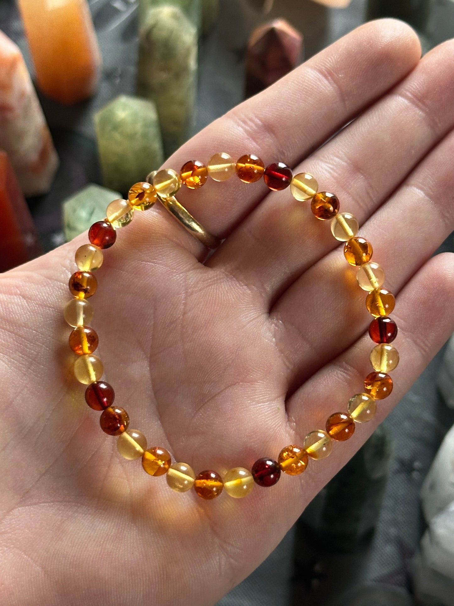 Multi-Color Baltic Amber Stretch Bracelet