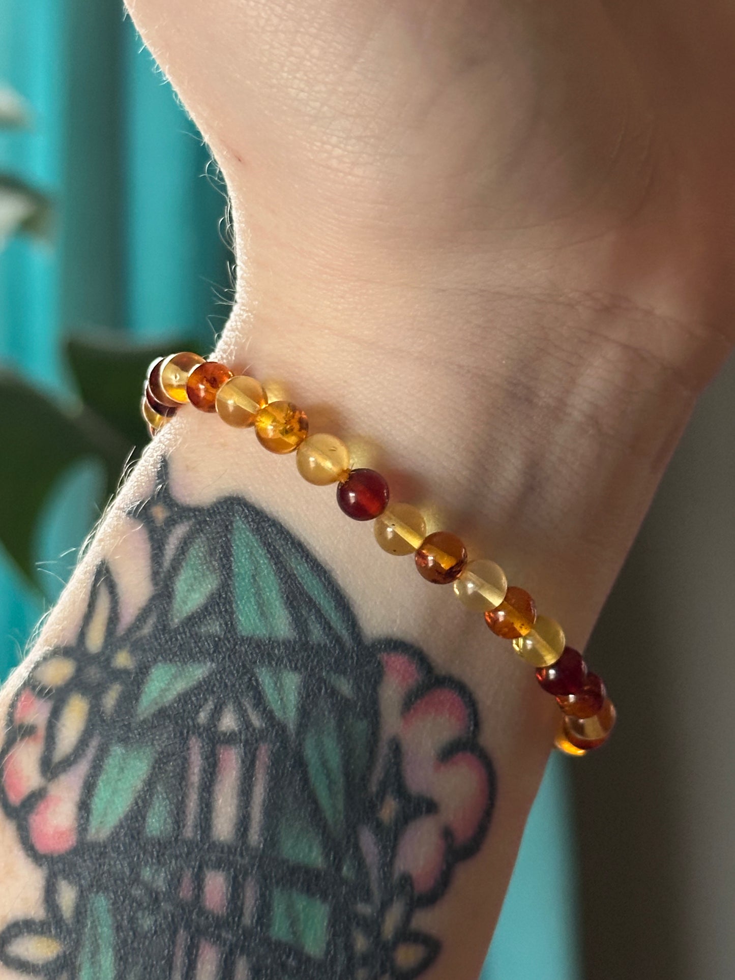 Multi-Color Baltic Amber Stretch Bracelet