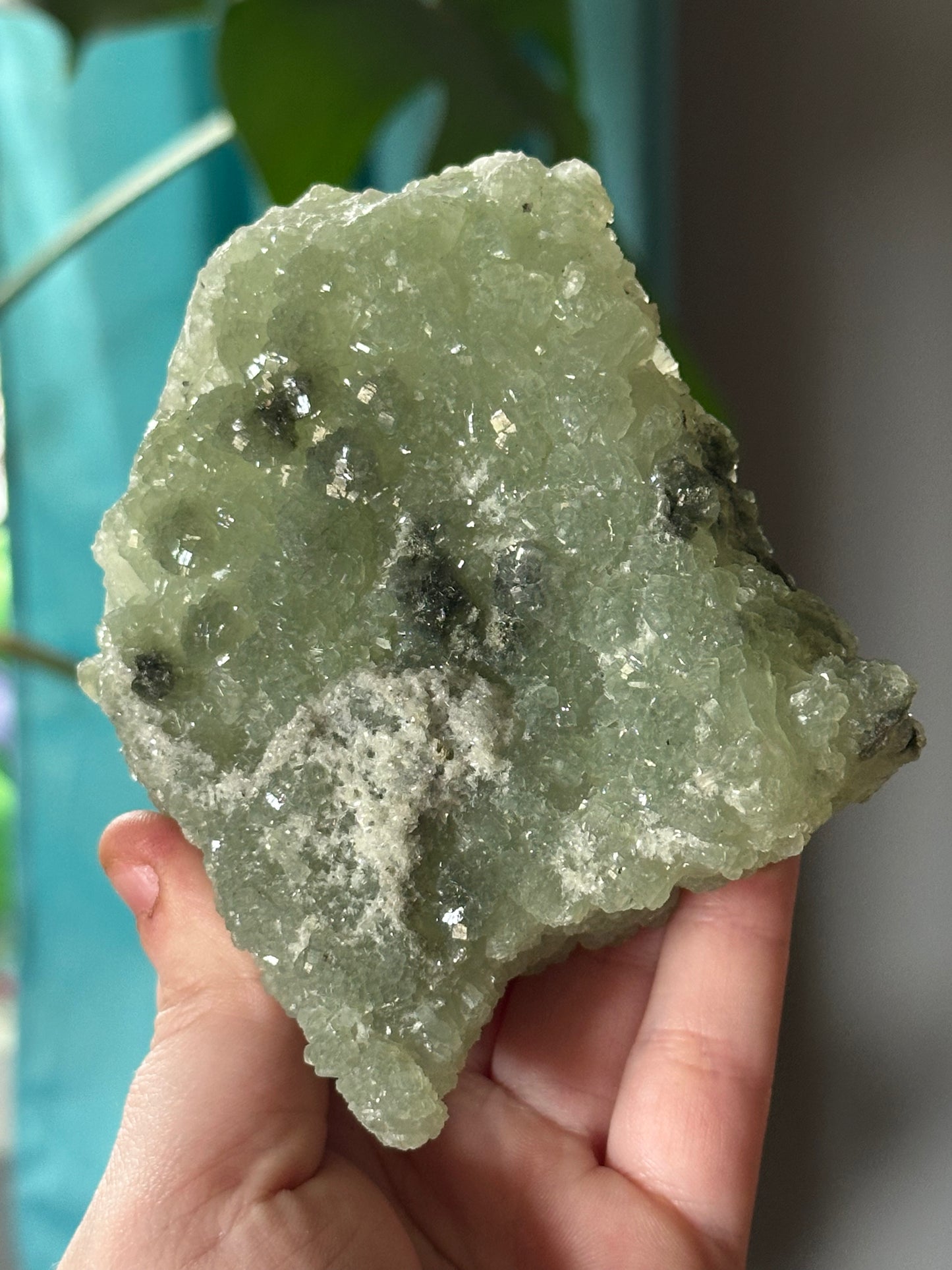 481.5g High-Quality Prehnite with Epidote Raw Statement Crystal