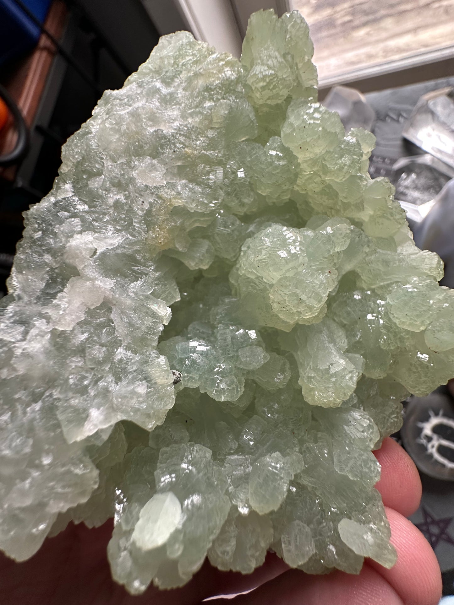 481.5g High-Quality Prehnite with Epidote Raw Statement Crystal