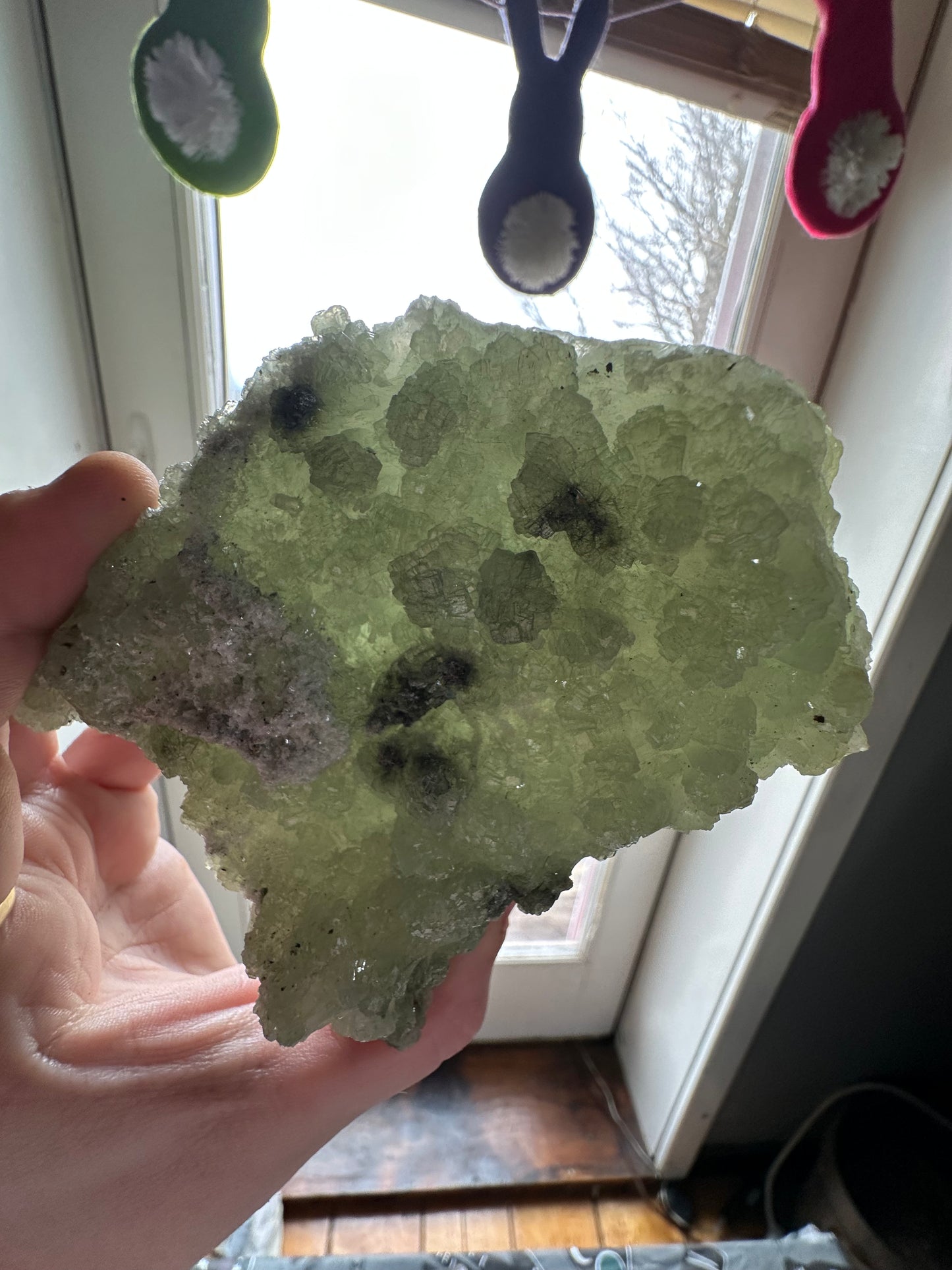 481.5g High-Quality Prehnite with Epidote Raw Statement Crystal