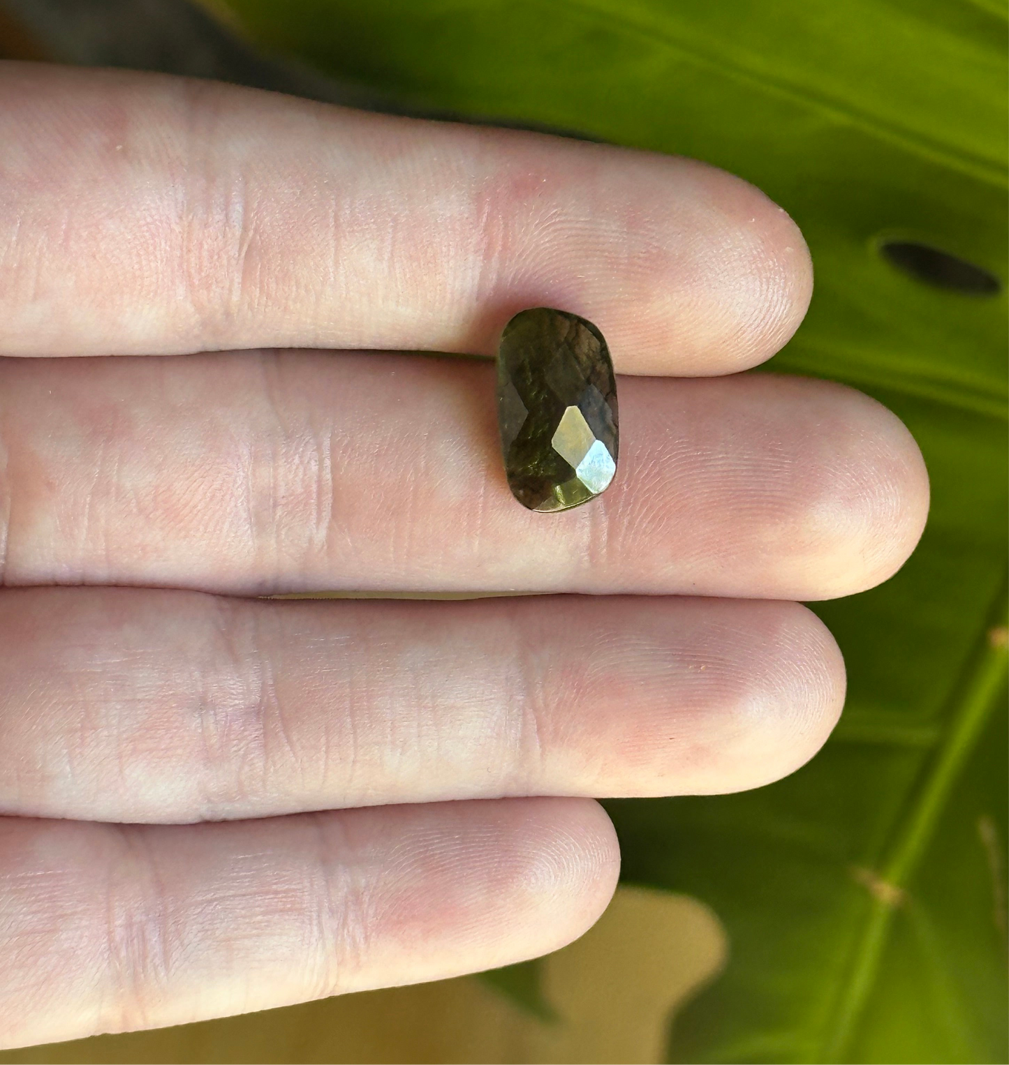 4.40ct Half-Faceted Natural Moldavite Gemstone Cabochon