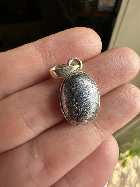 4.75g Polished Muonionalusta Meteorite Sterling Silver Pendant