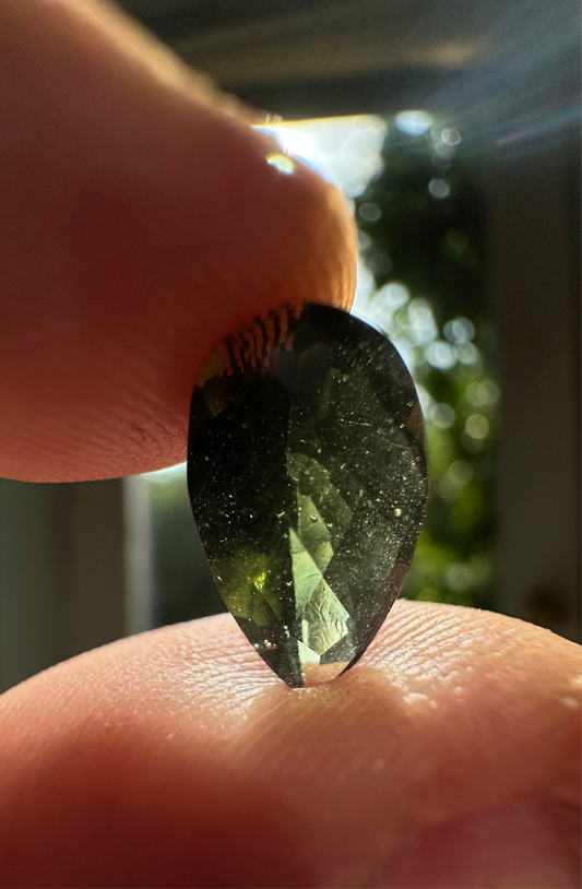 3.05ct Pear-Cut Faceted Moldavite Gemstone