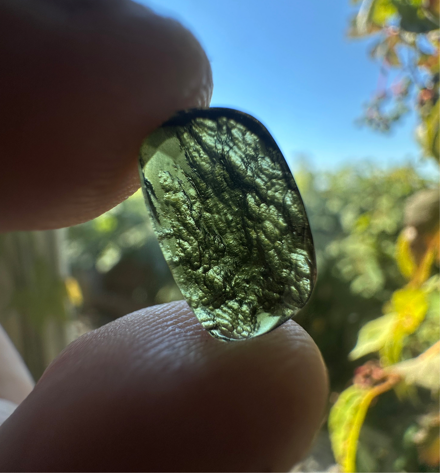 4.40ct Half-Faceted Natural Moldavite Gemstone Cabochon
