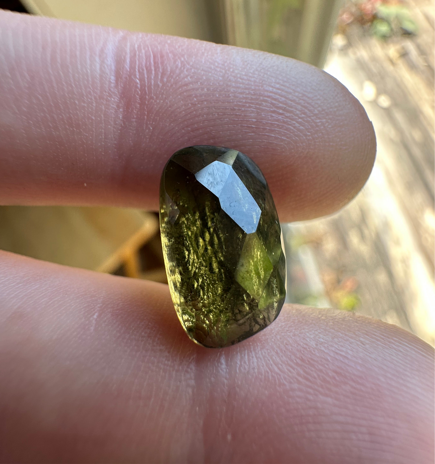 4.40ct Half-Faceted Natural Moldavite Gemstone Cabochon