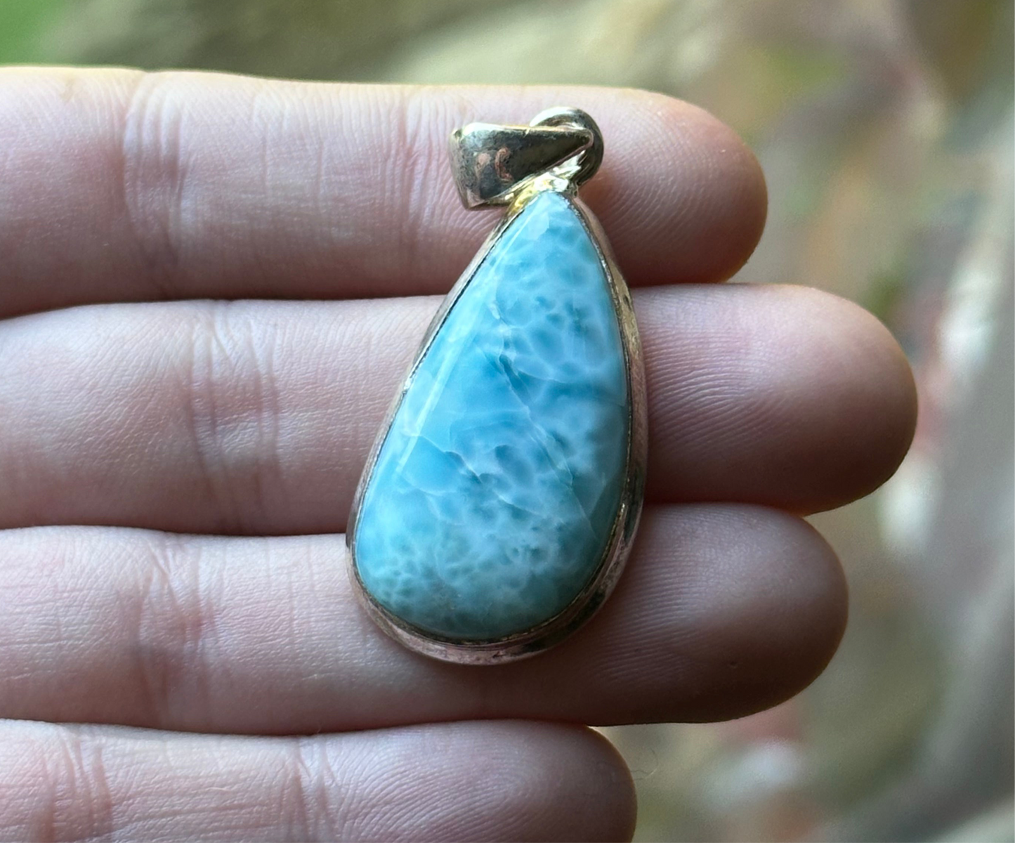 9.79g Sterling Silver Larimar Drop-Shaped Pendant