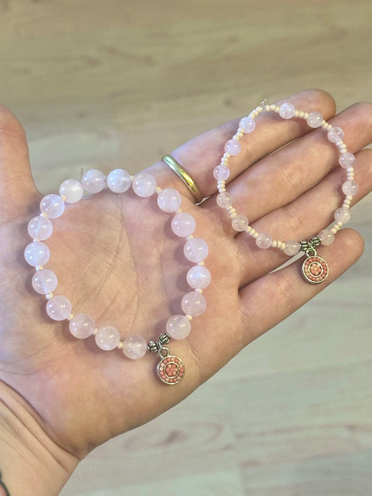 Rose Quartz “Mommy & Me” Matching Bracelet set for adult/child (for Katie)