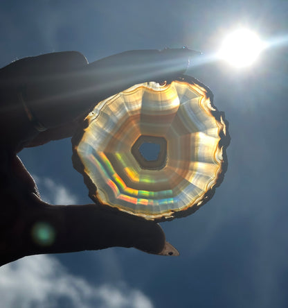 15.45g Rainbow Iris Agate Slice 1 with Stand