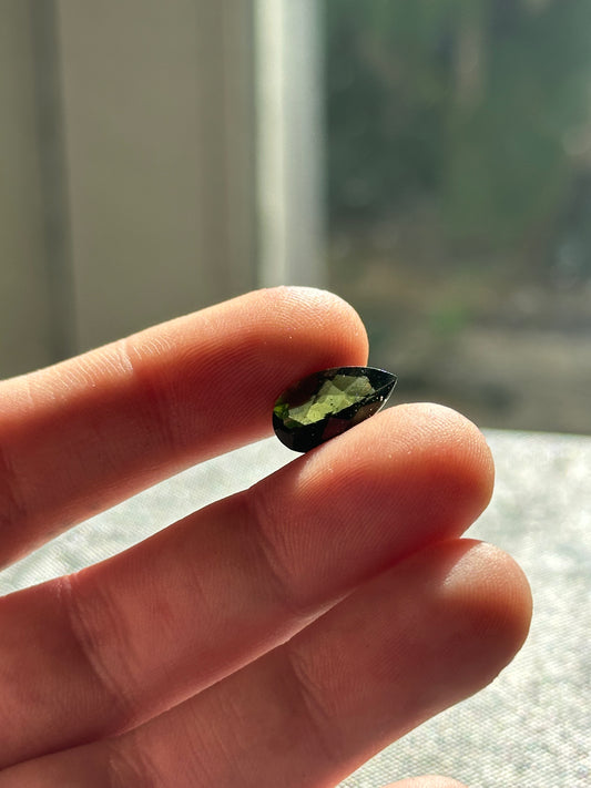 3.05ct Pear-Cut Faceted Moldavite Gemstone