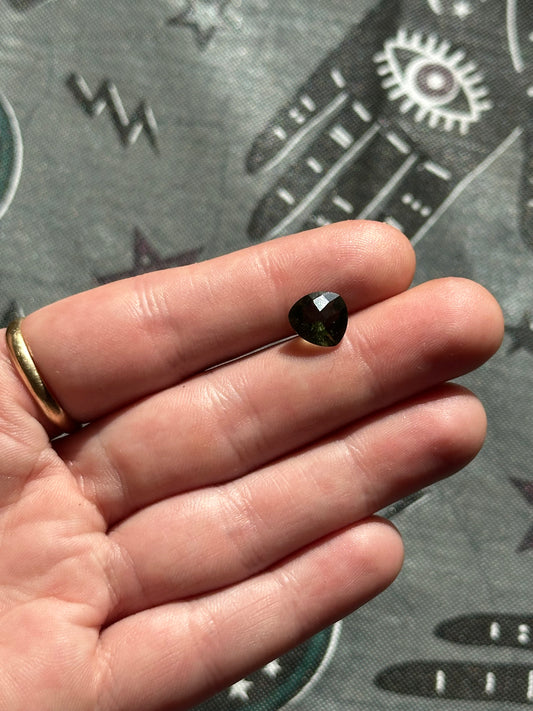1.95ct Trillion-Cut Faceted Moldavite Gemstone