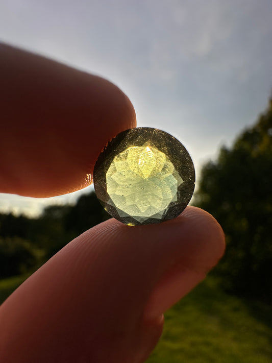 3.75ct Round Faceted Moldavite Gemstone