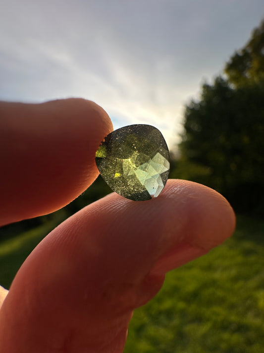 1.95ct Trillion-Cut Faceted Moldavite Gemstone