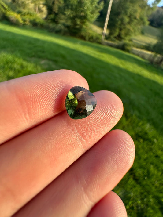 1.95ct Trillion-Cut Faceted Moldavite Gemstone