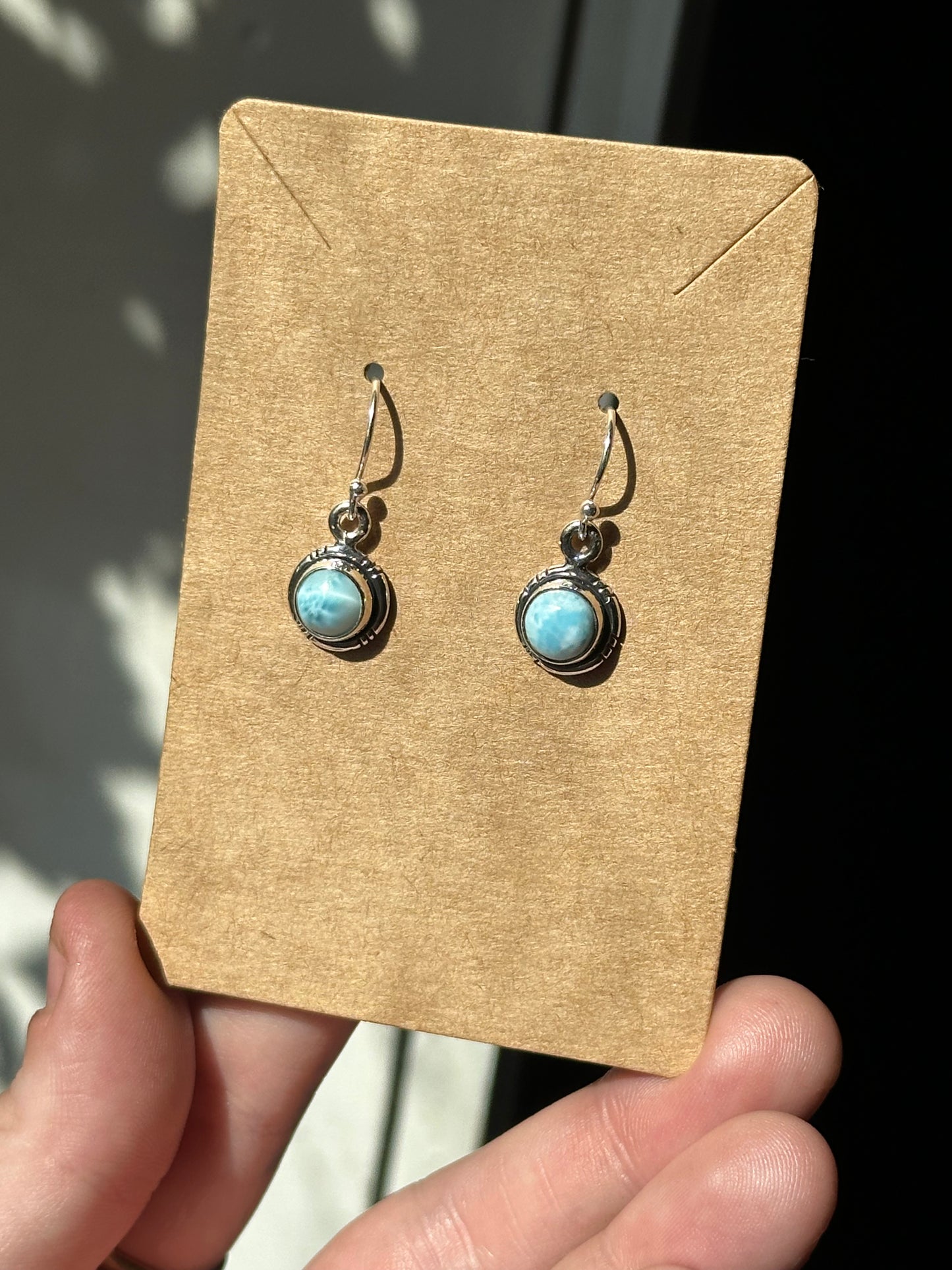 Sterling Silver Dangling Larimar Earrings Style 1