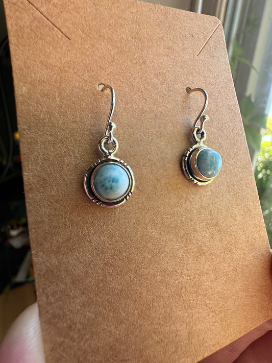 Sterling Silver Dangling Larimar Earrings Style 1