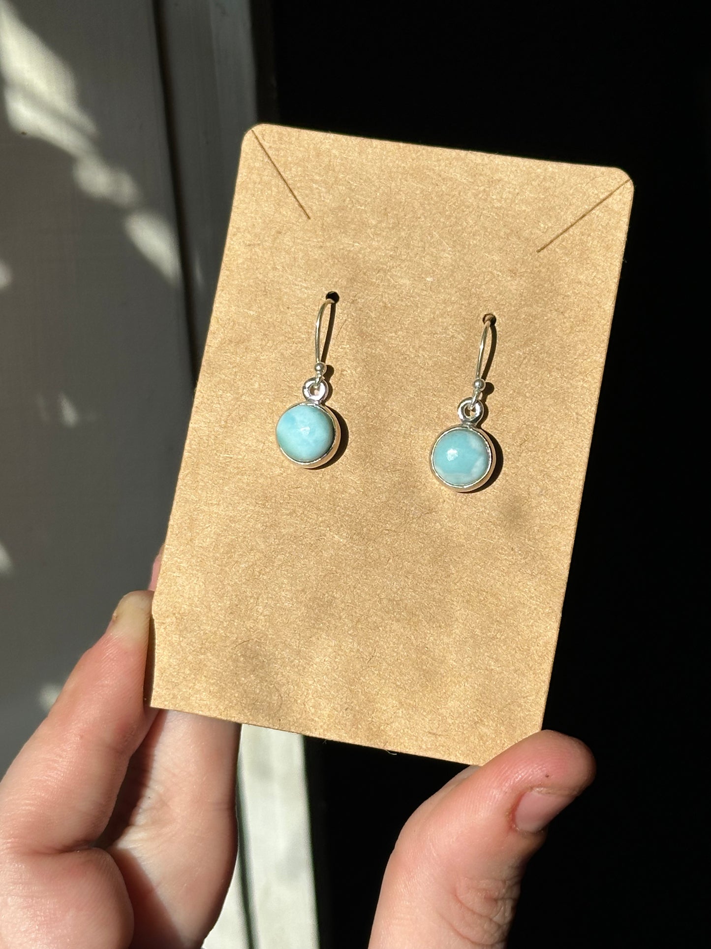 Sterling Silver Dangling Larimar Earrings Style 2