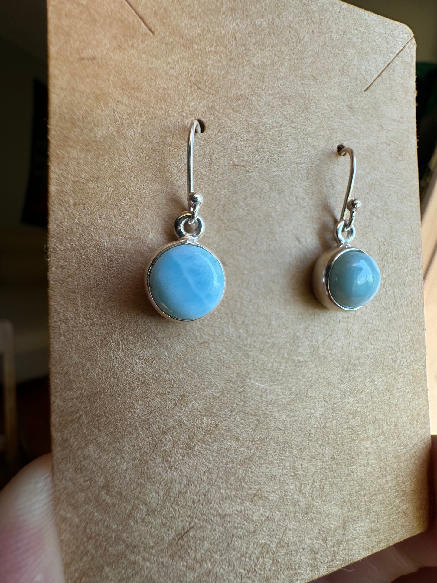 Sterling Silver Dangling Larimar Earrings Style 2