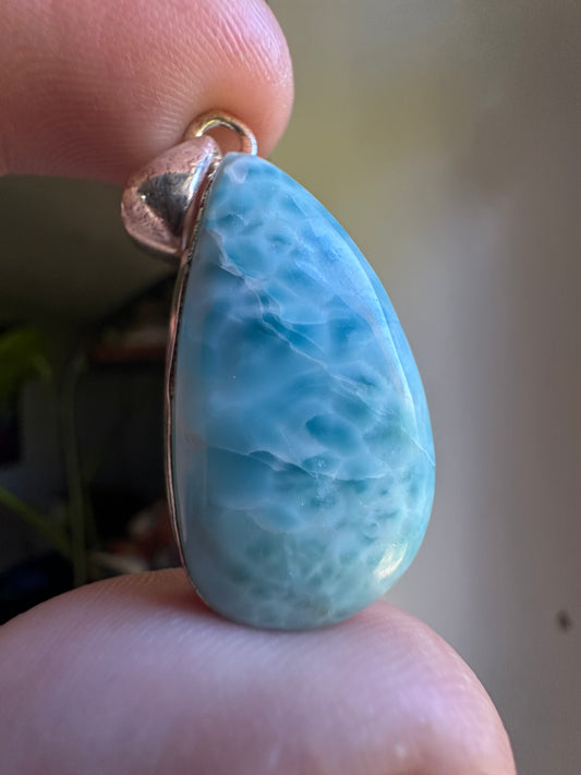 9.79g Sterling Silver Larimar Drop-Shaped Pendant
