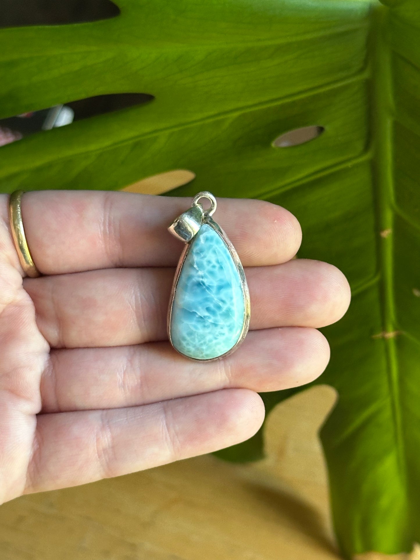 9.79g Sterling Silver Larimar Drop-Shaped Pendant