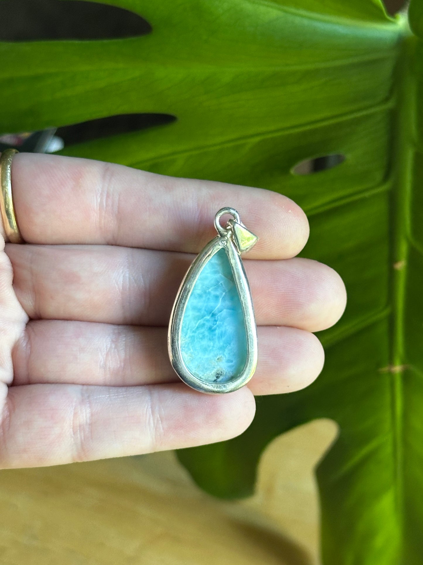 9.79g Sterling Silver Larimar Drop-Shaped Pendant