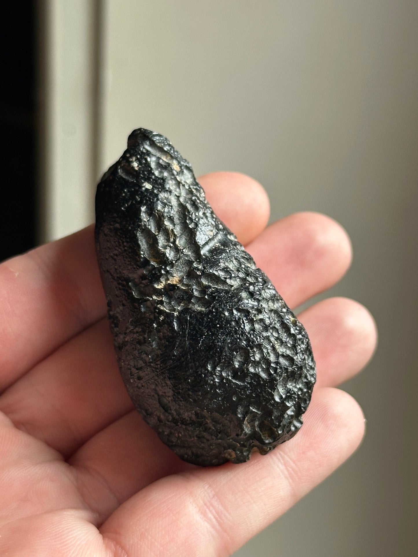 54.95g Raw Natural Drop-Shaped Indochinite Black Tektite