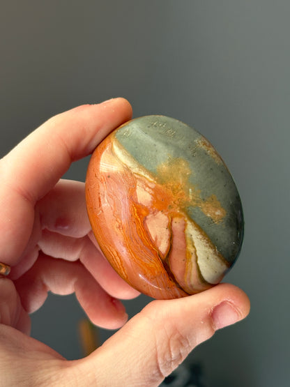 Polychrome Desert Jasper Palmstone (randomly selected)