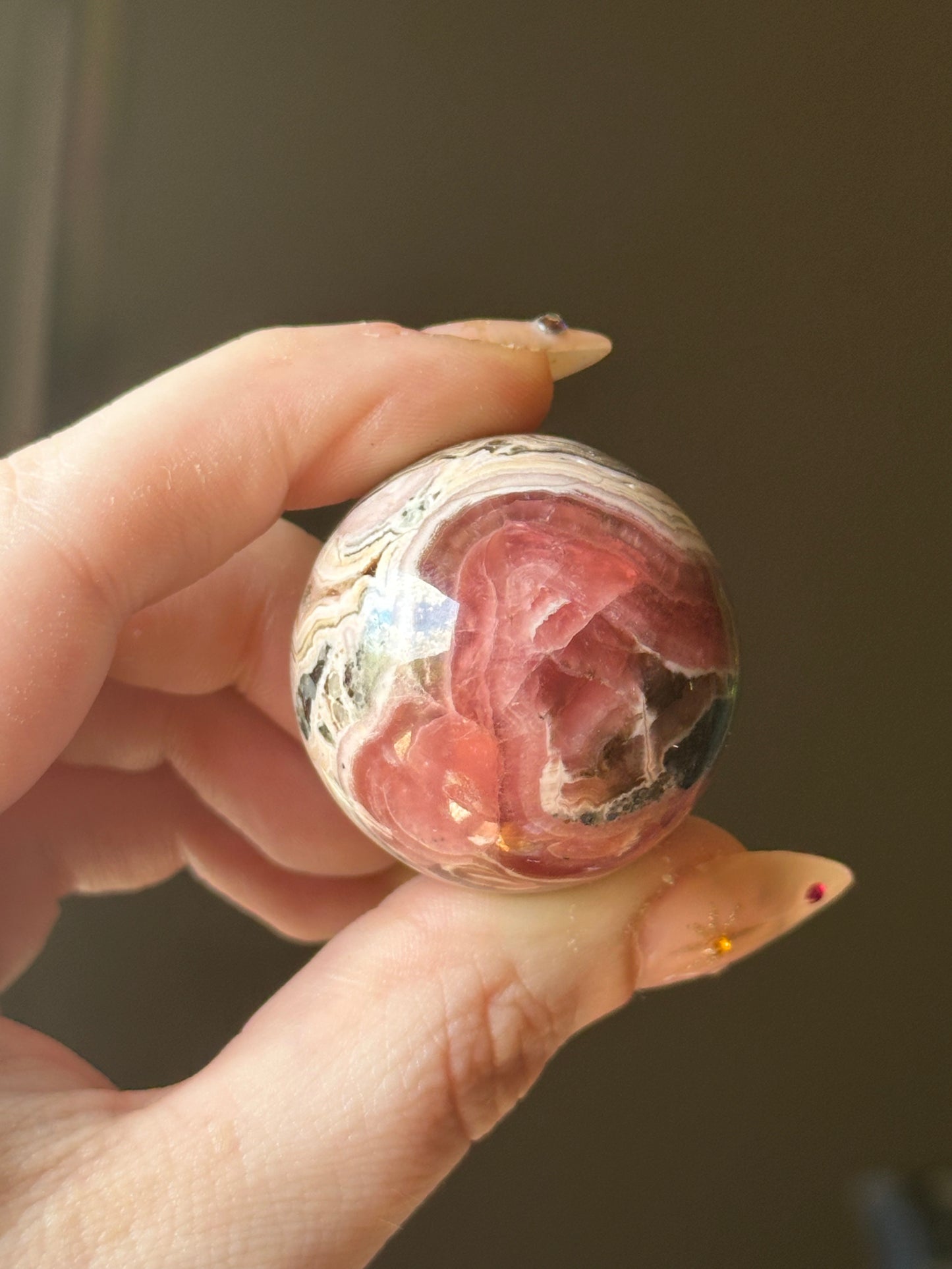 79.7g Rhodochrosite Sphere 1