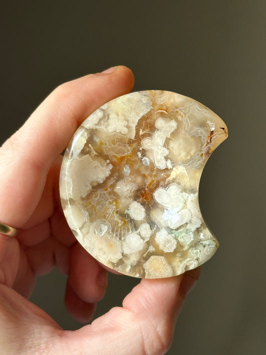 Flower Agate Moon Bowl