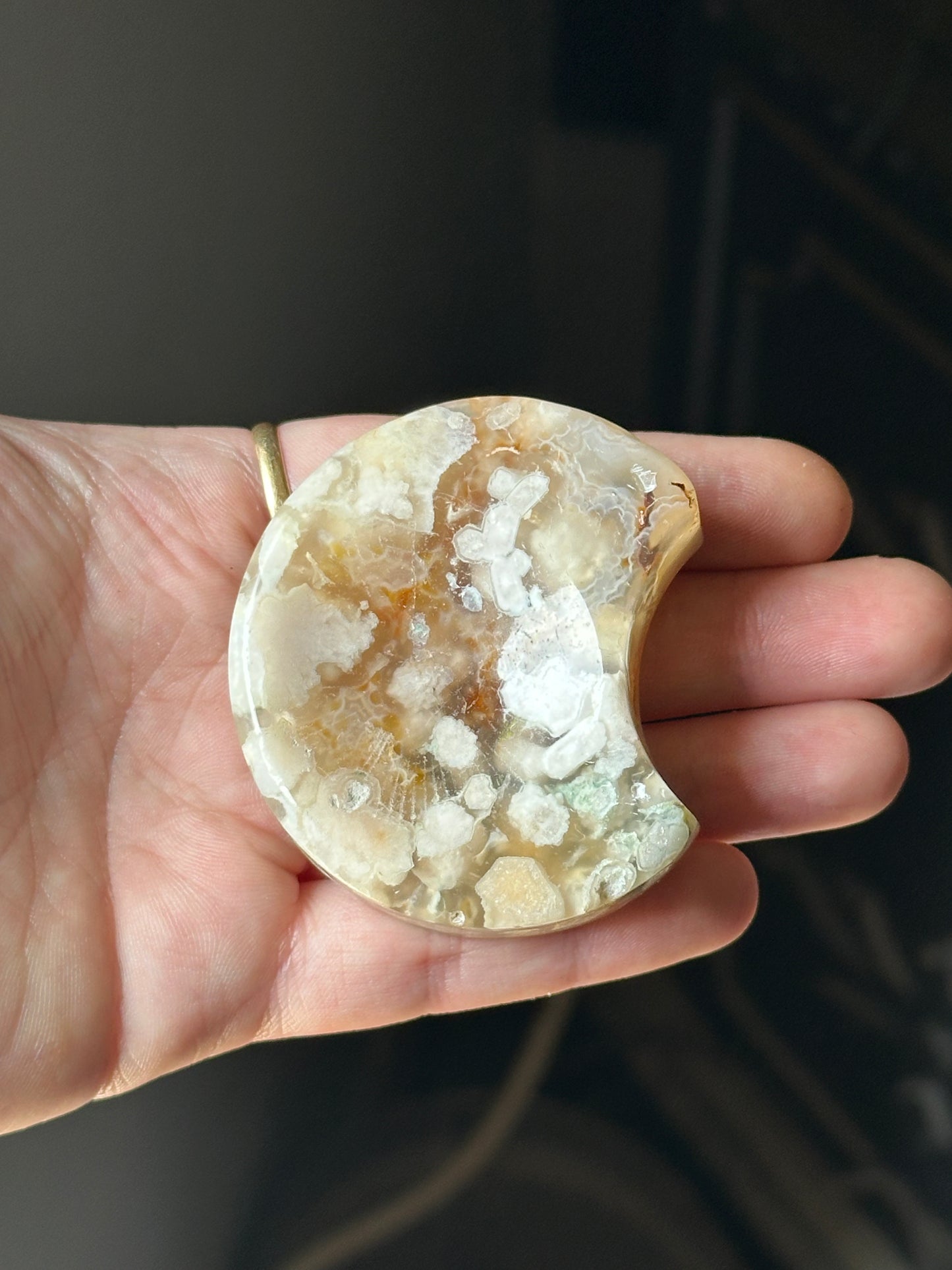 Flower Agate Moon Bowl