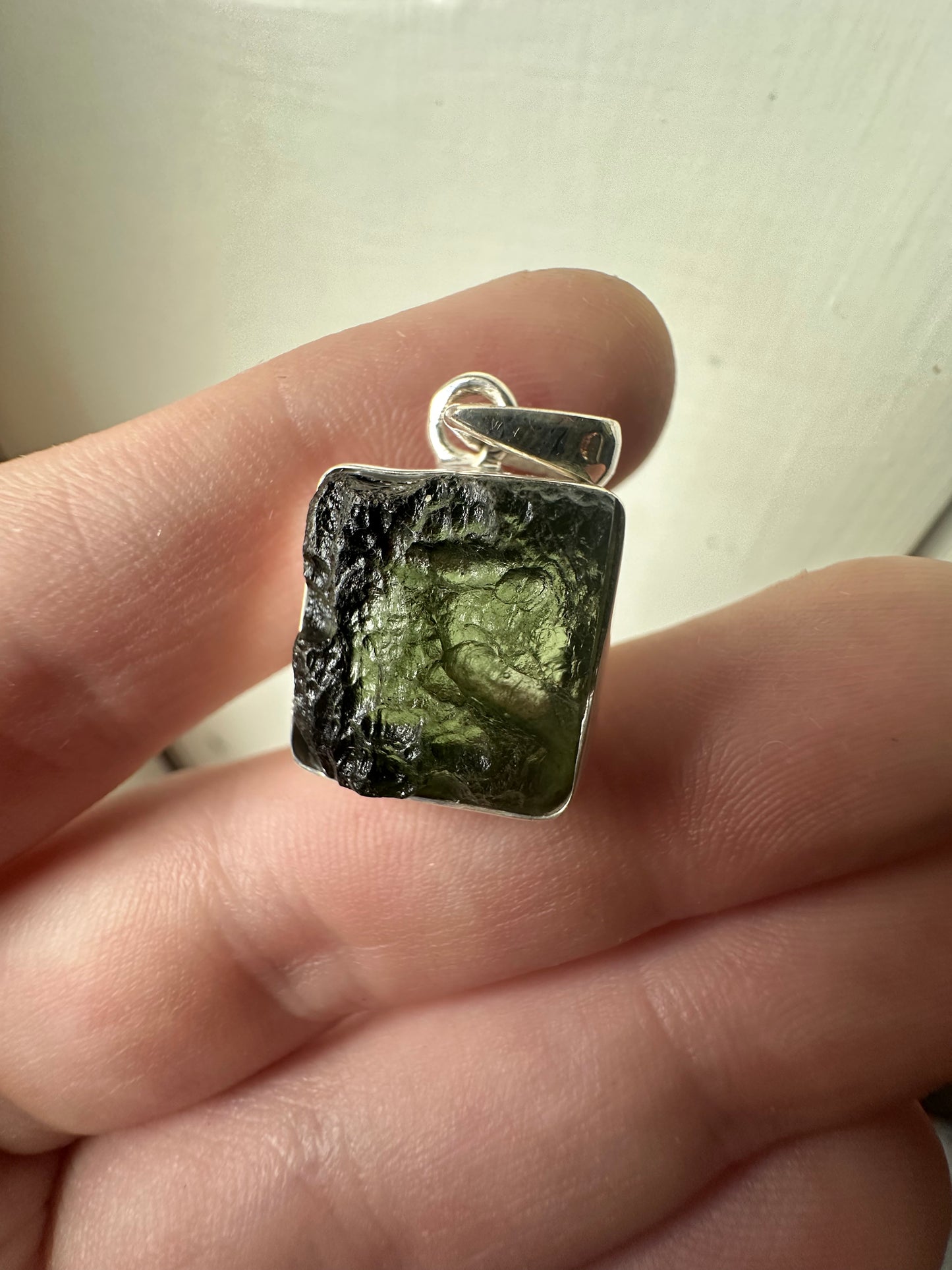 4.40g Raw Natural Moldavite Sterling Silver Pendant