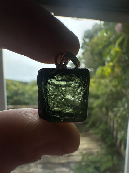 4.40g Raw Natural Moldavite Sterling Silver Pendant